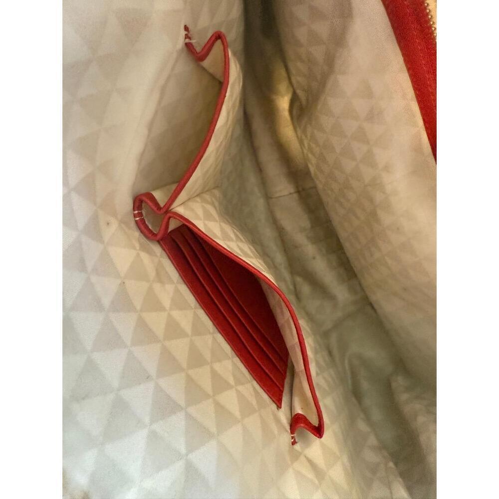 Boutique Leather Purse Red Woven Shoulder Bag Intricate Weaving Tassel Accent - Picture 7 of 7